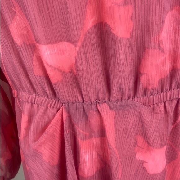 H Halston Pink Floral Lined Dress Plus - Picture 6 of 13